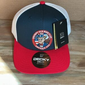America 250 - Grumpy Old Man Club Uncle Sam w/Bald Eagle Decky Mesh Trucker Hat